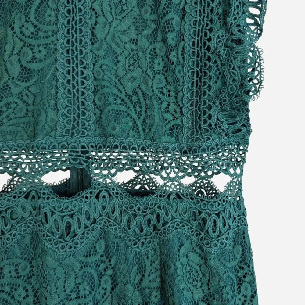 Sage Paije Worth the Chase Lace Mini Dress Forest Green NWT Large - Picture 7 of 10